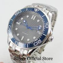 BLIGER 41mm Sapphire Crystal Mechanical Men Watch Luminous Dial Wave Pattern Date Window Wristwatch Mental Bracelet MIYOTA 8215 2024 - buy cheap