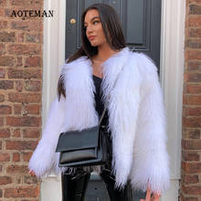 Autumn Winter Fluffy Faux Fur Coat Women 2020 Casual Plus Size Warm Long Sleeve Jacket Female Outerwear Coat Collarless Overcoat 2024 - buy cheap