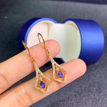 Natural Sapphire Earrings. 925 sterling silver inlay, simple and delicate, recommended by the boss 2024 - buy cheap