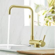 Newly Tuqiu Kitchen Faucet Brushed Gold Sink Mixer Tap 360 degree rotation Foldable kitchen mixer taps Kitchen Tap 2024 - buy cheap