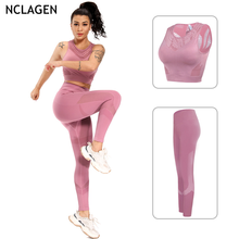 Nclagen sem costura terno 2 peça conjunto de yoga feminino ginásio roupas leggings esporte e treino superior sportwear elástico esporte fitness outfit 2024 - compre barato