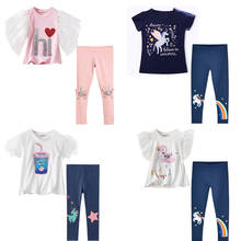 Summer Spring Girls&Boys Clothing Set Kids Unicorn Cartoon T-shirt&Animal Print Leggings Children Cotton Casual Clothes Suits 2024 - buy cheap