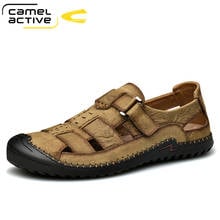 Camel Active-Sandalias informales de cuero genuino para hombre, zapatos planos para la playa, para exteriores, para verano 2024 - compra barato