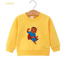 Super Black Boy Print Funny Hoodie Children Winter Plus Velvet Hoody White Yellow Jumper Black Lives Matter Sweatshirts Kids Top 2024 - buy cheap