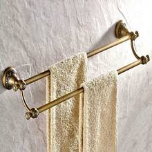 Настенный винтажный Ретро античный латунный двойной держатель для полотенец для ванной комнаты mba425 2024 - купить недорого