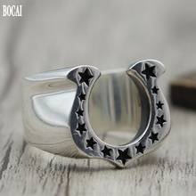 S925 silver jewelry personality trendsetter Vintage Retro horseshoe closed ring U shaped Silver Star Ring 2024 - buy cheap