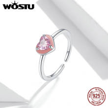 Wostu-Anillo de Plata de Ley 925 para mujer, sortija abierta con diseño de corazón de Circonia cúbica, Color rosa, DXR717 2024 - compra barato