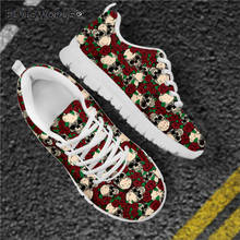 ELVISWORDS Rose Skull Pattern Casual Women's Lace-up Sneaker Flats Comfortable Ladies Walking Shoes Non-ship zapaotos de mujer 2024 - buy cheap