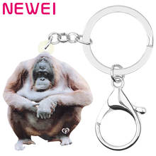 Newei Acrylic Cute Orangutan Keychains Key Ring Big Print Wild Animal Key Chain Jewelry For Teens Kids Men Funny Gift Car Charms 2024 - buy cheap