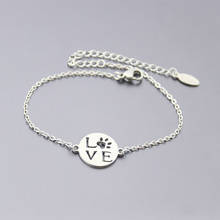 Pulseira de aço inoxidável feminina, bracelete com estampa de pata de gato amor, simples, joias para mulheres 2024 - compre barato