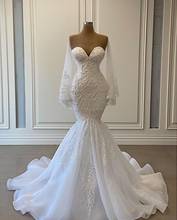 Новое поступление 2021, свадебные платья русалки, свадебные платья из жемчуга с бусинами, Vestido De Noiva Mariage, роскошное свадебное платье 2024 - купить недорого