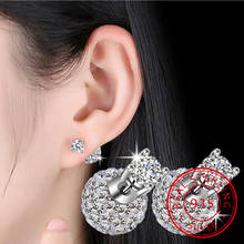 100% 925 sterling silver shiny fashion crystal Rhinestone stud earrings for women wholesale jewelry birthday gift drop shipping 2024 - buy cheap