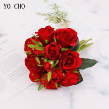YO CHO 18 голов розы Искусственные цветы букет шелковых роз искусственный букет для дома свадебное украшение день Святого Валентина искусственный цветочный 2024 - купить недорого
