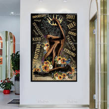 Волшебный плакат с черной девушкой-принты с изображением черной королевы подсолнуха, настенное искусство с черной женщиной, холст для домашнего декора, подарок для Африки и Америки 2024 - купить недорого