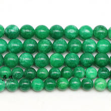 AngQi натуральный зеленый нефрит халцедон драгоценный камень круглые бусины 15 "нитка 6 8 10 12 мм для самостоятельного изготовления ювелирных изделий браслет ожерелье 2024 - купить недорого