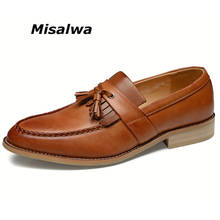 Misalwa Spring New Men's Shoes Business Dress Shoes Men Oxford Korean Fashion Casual PU Leather Pointed British Shoes Tassel 2024 - buy cheap