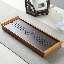 Bamboo Tea Tray Black Tabletop Chinese Gongfu Tea Serving Bamboo Table Water Drip Tray 39*13cm 2024 - buy cheap