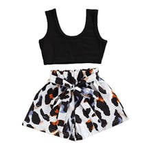 Conjunto de roupas 2 peças + shorts de leopardo, regata sem mangas para crianças, 0-3 anos, verão, 2021 2024 - compre barato