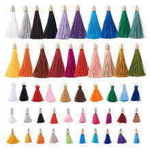 Pingente borla 120 poliéster para pulseira colar brinco joias faça você mesmo decoração em cores mistas 26 ~ 65x6 ~ 25mm 2024 - compre barato