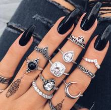 Anillos góticos negros para niñas, conjunto de anillos para mujer, joyería Bohemia, anillos de estética para mujer, accesorios de slytherin 2024 - compra barato