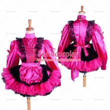 Sissy Maid Lockable Uniform Hot Pink Satin-lace Dress Cosplay Costume Tailor-made[G1408] 2024 - buy cheap