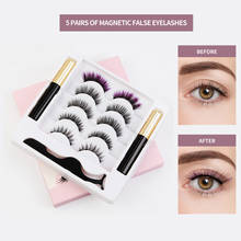 5 Pairs Of 3D Magnetic False Eyelashes Set With Eyeliner Tweezers Waterproof Long-lasting Thick Volumn Lashes Extension TSLM2 2024 - buy cheap