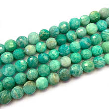 7-8mm Natural Green Amazonite Beads 15'' Faceted Coin Button DIY Loose Beads For Jewelry Making Beads Women Accessories Necklace 2024 - buy cheap