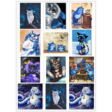 5D алмазная вышивка синие кошки животные полная выкладка алмазная живопись Набор для вышивки крестиком Алмазная мозаика для украшения теплый подарок 2024 - купить недорого