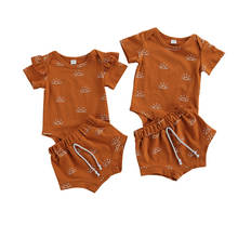 Romper com estampa de manga curta infantil, romper com padrão solar para meninos e meninas, 2 peças, 0-18m, verão 2024 - compre barato