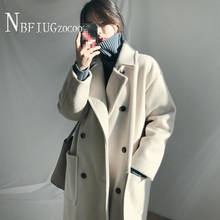 Autumn Winter Women Woolen Coat 2021 New Long Style Korean Loose Female Overcoat 2024 - buy cheap
