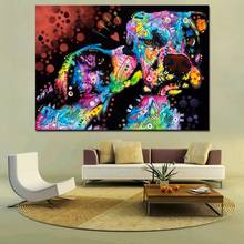 Pintura en lienzo de perro colorido abstracto en HD, póster e impresiones de arte de pared, imágenes de pared para decoración del hogar y sala de estar 2024 - compra barato