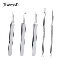 1pc Stainless Steel Bend Curved Tweezer Blackheads Clip Acne Needle Fashion Pimple Remover Tools Face Cleaner SFC063 2024 - buy cheap