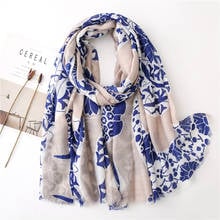 Women Fashion China Pure Floral Fringe Viscose Shawl Scarf Spring Summer Wrap Pashmina Stole Foulard Bufandas Muslim Hijab Sjaal 2024 - buy cheap