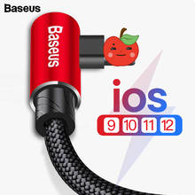 Baseus 90 Degree USB Cable For iPhone 11 Pro Max Fast Charging Data Cord Mobile Phone Cable For iPhone XS Max XR 8 7 6 6s 5 iPad 2024 - buy cheap