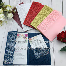 50 pcs/lot Laser Cut Vine Wedding Invitations Tri-Fold Pearlcent Paper Customized Birthday Greeting Card Elegent RSVP Cards 2024 - buy cheap