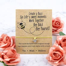 Happy Honey Bee Wish Bracelet Adjustable Bee Pendant Bracelet Bee Jewelry Bee Wish Cord Bracelet for Women Men Friendship Gift 2024 - buy cheap