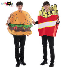 Apagador de comida unissex divertido cosplay, hambúrguer de batatas fritas, mascote, fantasia de halloween, festa de casal, vestido de fantasia 2024 - compre barato