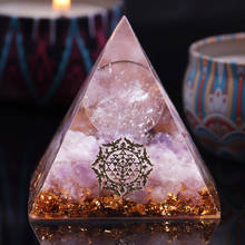 Esfera de cristal branco artesanal, pirâmide de orgone, ametista, reiki, proteção emf, energia, orgonita, com folha de ouro 2024 - compre barato