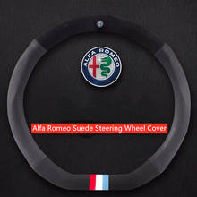 Capa de couro genuíno para volante de carro, 38cm, esportivo, de corrida, para alfa romeo 159, 147, 156, giulietta 147, 159, mito stelvio giulia 2024 - compre barato