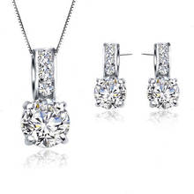 High Quality 925 Sterling Silver Cubic Zircon Pendant  Necklace/Earring Women Jewelry Sets Wholesale 2024 - buy cheap