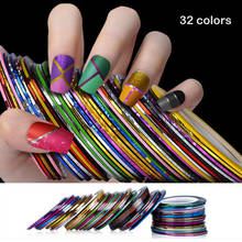 Línea de uñas Multicolor, rollo de cinta de rayas, pegatinas de decoración de uñas DIY, juego de línea de oro y plata, 32 colores 2024 - compra barato
