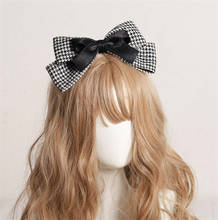 Elegant Plaid Big Bowknot Headwear Lolita Girl Hairpin Cosplay Hair Clip Accessories B1688 2024 - buy cheap