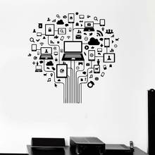 Computer Tree Wall Decal Internet Social Networks Vinyl Window Sticker Technology Office Computer Classroom Interior Decor 1413 2024 - buy cheap