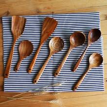 Household Teak Natural Wood Tableware Spoon Ladle Turner Long Rice Colander Soup Skimmer Cooking Spoons Scoop Kitchen Tool Set 2024 - buy cheap