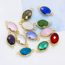 Wholesale 12pcs Oval Charms Quartz Crystal Opal Blue Purple Birthstone Pendants for Necklace Bracelets DIY Jewelry Connectors 2024 - buy cheap