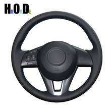 Black Artificial Leather Hand-Stitched Car Steering Wheel Cover for Mazda CX-5 CX5 Atenza 2014 New Mazda 3 CX-3 2016 2024 - buy cheap