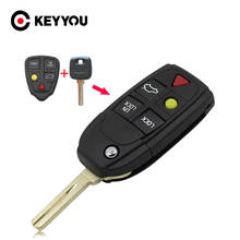 KEYYOU Shell Folding Flip Smart Keyless Entry Remote Key Case Fob 5 Button For Volvo S80 S60 V70 XC70 XC90 2024 - buy cheap