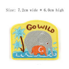 1pc Elephant embroidery patch Free shipping for left chest 7.2cm wide  iron on sew on for DIY clothing/go wild/tree/Drink water 2024 - buy cheap