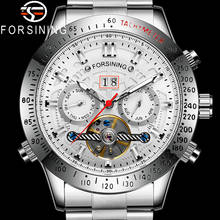 Forsining relógio de pulso masculino de marca de luxo, relógio militar esportivo automático, mecânico, clássico, de prata, 589 2024 - compre barato