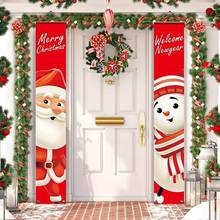 Pancarta de muñeco de nieve de Papá Noel, decoración de Navidad para el hogar, decoración de puerta de Feliz Navidad 2021, adorno de Navidad, Feliz Año Nuevo 2022 2024 - compra barato